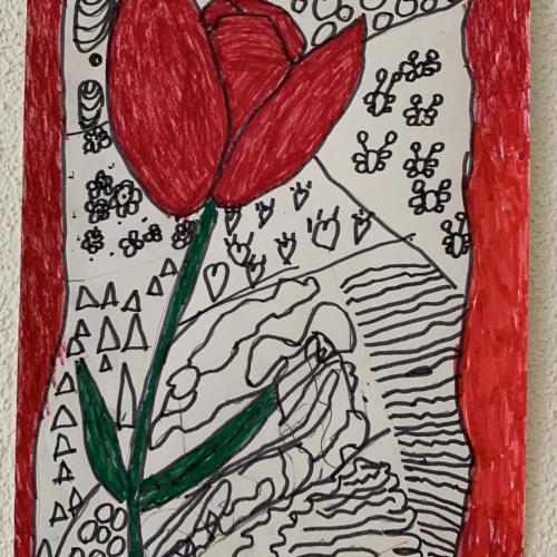 Blumen auf schwarz-weißem Hintergrund