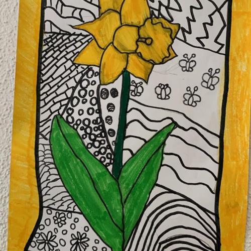 Blumen auf schwarz-weißem Hintergrund1