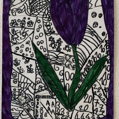 Blumen auf schwarz-weißem Hintergrund2